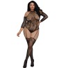 Bodystocking grande taille résille effet bas jarretelles 