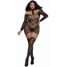 Bodystocking résille guêpière grande taille réversible avec tour de cou 