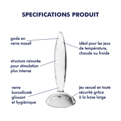 Gode anal en verre borosilicaté massif transparent Sparkling Crystal Satisfyer 