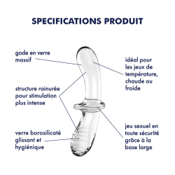 Gode en verre borosilicaté massif transparent Double Crystal Satisfyer 