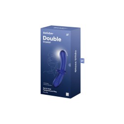 Gode en verre borosilicaté massif bleu Double Crystal Satisfyer 