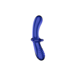 Gode en verre borosilicaté massif bleu Double Crystal Satisfyer 