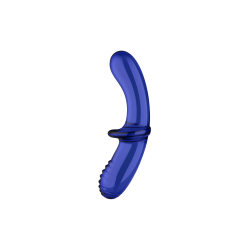 Gode en verre borosilicaté massif bleu Double Crystal Satisfyer 