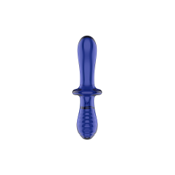 Gode en verre borosilicaté massif bleu Double Crystal Satisfyer 