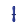 Gode en verre borosilicaté massif bleu Double Crystal Satisfyer 