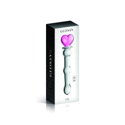 Gode en verre bicolor avec boules et coeur  n°21 Glossy 