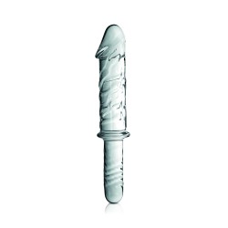 Gode en verre réaliste transparent avec poignée  n°12 Glossy 