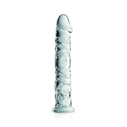 Gode en verre transparent avec gland et veines n°4 Glossy 