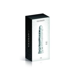 Gode en verre transparent avec gland et veines n°4 Glossy 