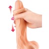 Gode réaliste veiné ventouse va-et-vient prépuce testicules billes mouvantes 22cm 