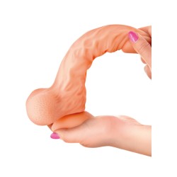 Gode réaliste veiné ventouse va-et-vient prépuce testicules billes mouvantes 22cm 