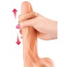 Gode réaliste veiné ventouse va-et-vient prépuce testicules billes mouvantes 20 cm 