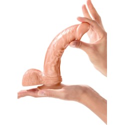 Gode réaliste grande longueur veiné avec testicules et ventouse 23cm 