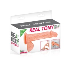 Gode réaliste veiné avec testicules et ventouse 18cm 