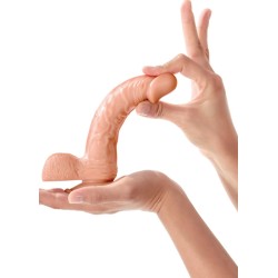 Gode réaliste veiné avec testicules et ventouse 18cm 