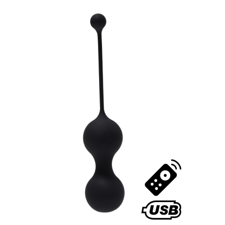 MINA Noir, Boules de Geisha en silicone médical USB avec télécommande 