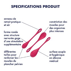 Set de 3 boules de geisha rouge Yoni Power 1 Satisfyer 