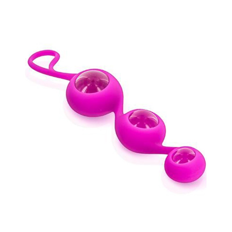 Triple boules de Geisha rose verre et silicone 