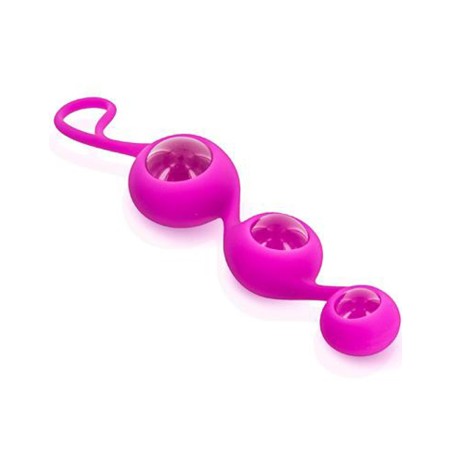 Triple boules de Geisha rose verre et silicone 