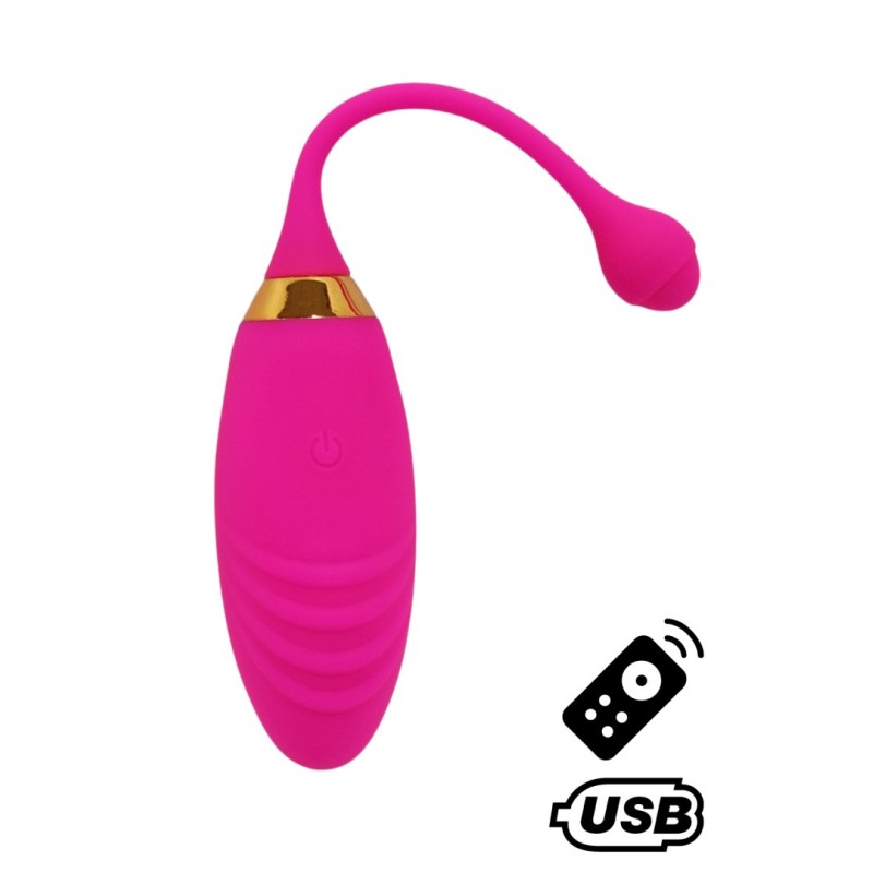 SUNDAY, Un Œuf vibrant USB avec télécommande, dans un silicone médical doux et rainuré 