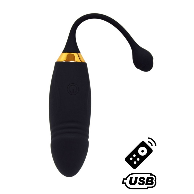 HAPPY, Un Œuf vibrant long USB avec télécommande, dans un silicone médical doux et lisse