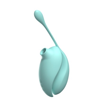 2en1 Stimulateur clitoridien à picots par aspiration avec son œuf vibrant à distance turquoise 