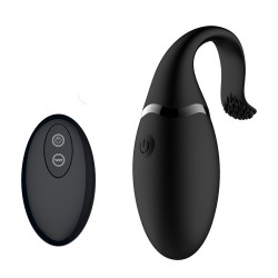 Œuf vibrant noir avec languette à picot pour stimuler le clitoris 