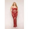 Nuisette longue grande taille en résille rouge 