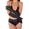 Une paire de gants satinés noirs avec strass - Mapalé