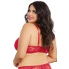 Soutien-gorge rouge grande taille demi-bonnets seins nus avec armatures 