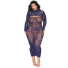 Ensemble 2 pièces grande taille top manches longues et robe bleu marine 