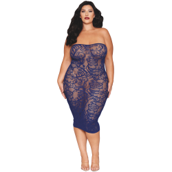 Ensemble 2 pièces grande taille top manches longues et robe bleu marine 