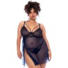 Nuisette grande taille bleu nuit et string 