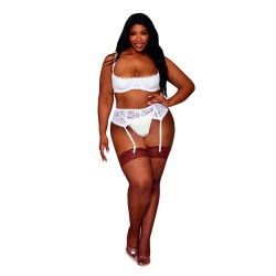 Soutien-gorge, grande taille, Demi-seins à armatures en dentelle blanche 