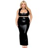 Ensemble Soutien-gorge et jupe longue, grande taille, noir en simili cuir 