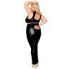 Ensemble Soutien-gorge et jupe longue, grande taille, noir en simili cuir 