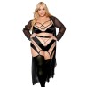 Ensemble grande taille avec Soutien-gorge, jupe porte-jarretelles, string  