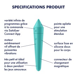 Vibromasseur connecté turquoise USB Ultra Power Bullet 8 Satisfyer 