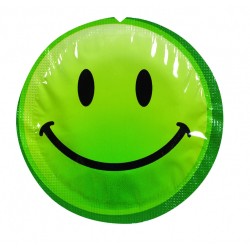Préservatif lubrifié en latex smiley x 1 couleur aléatoire 54mm 