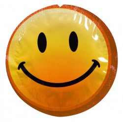 Préservatif lubrifié en latex smiley x 1 couleur aléatoire 54mm 
