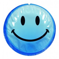 Préservatif lubrifié en latex smiley x 1 couleur aléatoire 54mm 