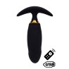 PEACH, Plug Vibrant noir long USB avec télécommande, dans un silicone médical doux et lisse