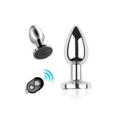 Plug vibrant acier inoxydable anal taille S avec télécommande, USB BOOTY