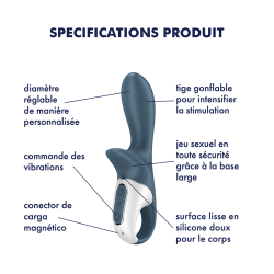 Vibromasseur gonflable anal gris USB Air Pump Booty 2 Satisfyer 