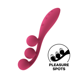 Vibromasseur triple stimulation flexible, anal, vaginale, clitoridienne Tri Ball rouge USB Satisfyer 