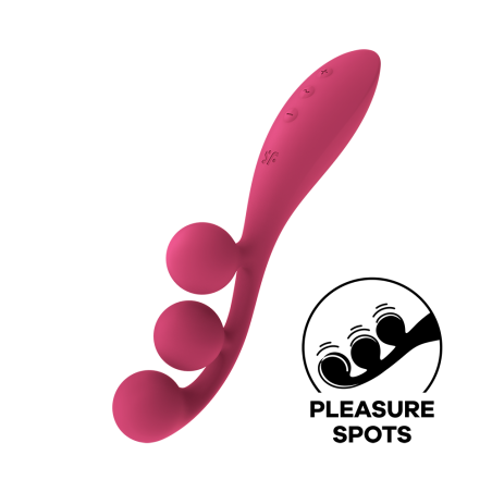 Vibromasseur triple stimulation flexible, anal, vaginale, clitoridienne Tri Ball rouge USB Satisfyer 