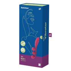 Vibromasseur triple stimulation flexible, anal, vaginale, clitoridienne Tri Ball rouge USB Satisfyer 