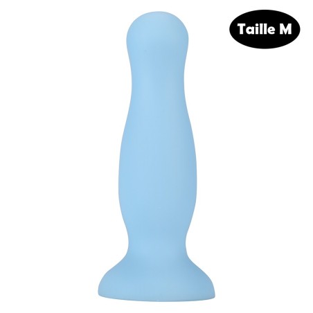 Plug anal ventouse bleu pastel taille M 
