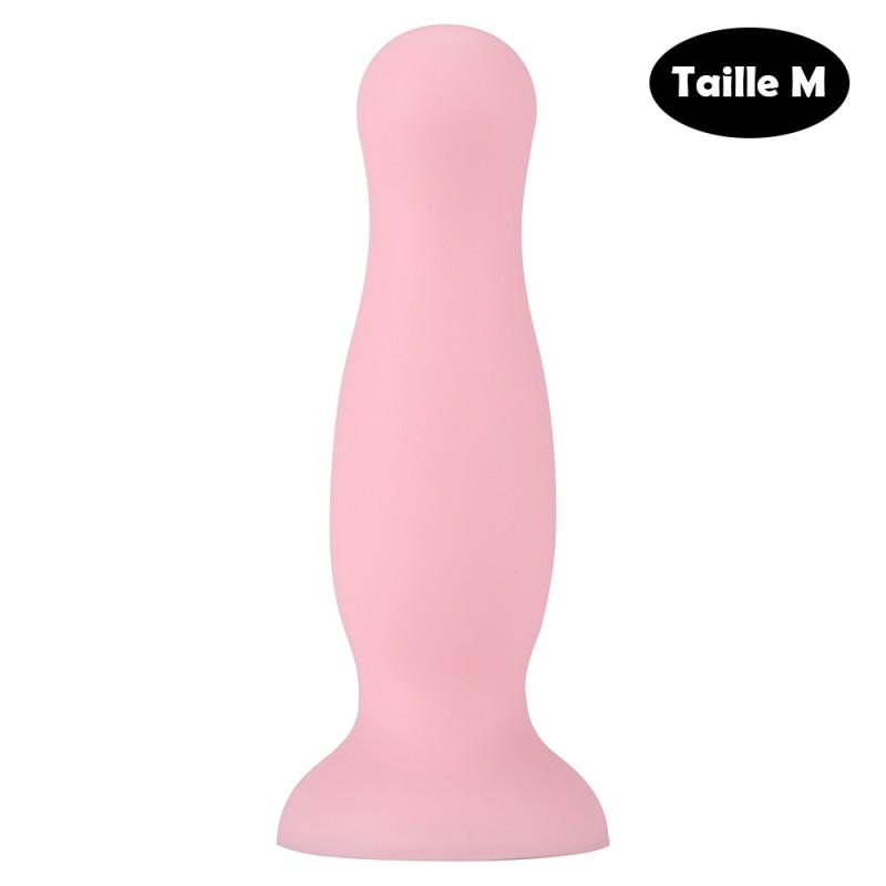 Plug anal ventouse rose pastel taille M 