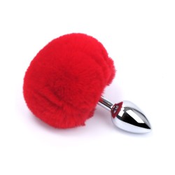 Plug anal aluminium avec pompon rouge Taille S 